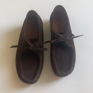 Brown leather wallabees